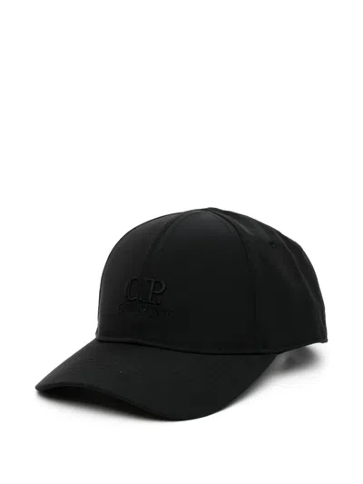 C.p. Company Cp Company Curved Visor With Embroidered Logo In Nero