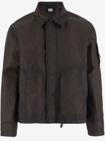 C.p. Company Dark Brown Bi-film Jacket In Black