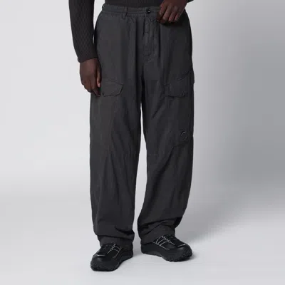 C.p. Company Wide Leg Cargo Pants Button Detail In Black