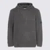 C.p. Company Hooded Crewneck Sweater Arm Patch Detail In Gray