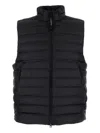 C.p. Company Men Black Vest With Mock Neck And Logo Plaque On The Side In Tech Fabric Man In Black