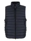C.p. Company Men Blue Vest With Mock Neck And Logo Plaque On The Side In Tech Fabric Man In Blue