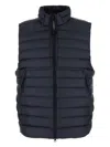 C.p. Company Men Blue Vest With Mock Neck And Logo Plaque On The Side In Tech Fabric Man In Blue