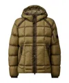 C.p. Company Hooded Down Jacket Featuring Adjustable Elements In Green