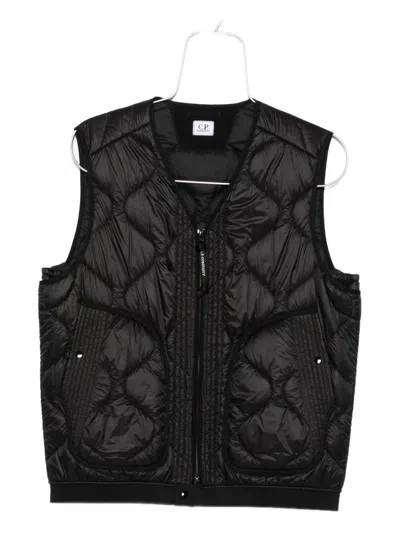 C.p. Company D.d. Shell Quilted Panelled Gilet In Black