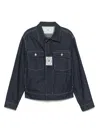 C.p. Company Blue Jacket With Classic Collar And Logo Patch On The Front In Denim Man In Blue