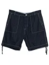 C.p. Company Dark Blue Shorts With Logo Patch On The Back In Denim Man In Blue
