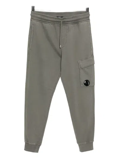C.p. Company Brushed And Emerized Diagonal Fleece Cargo Lens Sweatpants In Brown