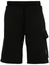 C.p. Company Diagonal Cotton Track Shorts In Black