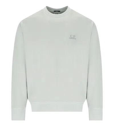 C.p. Company Diagonal Fleece Blue Fox Sweatshirt In White