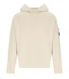 C.p. Company Diagonal Fleece Boxy Cream Hoodie In Neutral