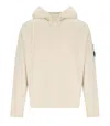 C.p. Company Diagonal Fleece Boxy Cream Hoodie In White
