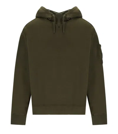 C.P. COMPANY C.P. COMPANY DIAGONAL FLEECE BOXY IVY GREEN HOODIE