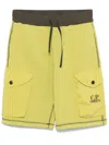 C.p. Company Diagonal Fleece Cargo Shorts In Grün