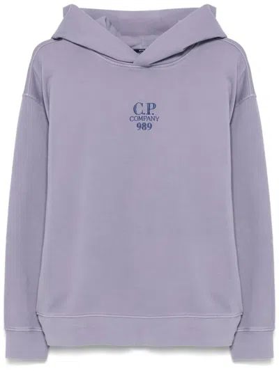 C.p. Company Diagonal Fleece Hoodie In Violett