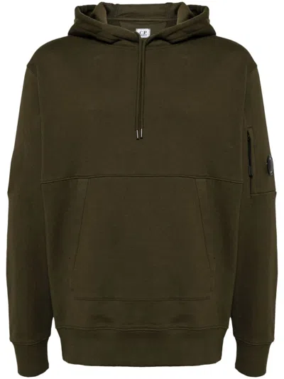 C.p. Company Diagonal Raised Fleece Hoodie In Green