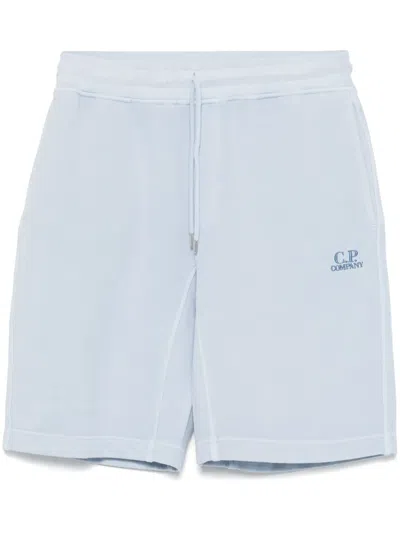 C.p. Company Diagonal Fleece Shorts In Blue