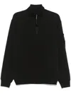 C.p. Company Long-sleeve Pullover With Half-zip And Distinctive Patch Pocket In Black