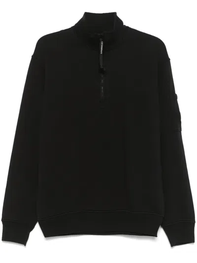 C.p. Company Diagonal-fleece Sweatshirt In Black
