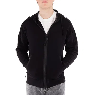 C.p. Company Cp Company Diagonal Raised Cotton Goggle Hooded Sweatshirt In Black