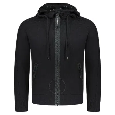 C.p. Company Cp Company Diagonal Raised Cotton Goggle Hooded Sweatshirt In Black