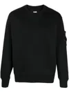 Shop C.p. Company Diagonal Raised Fleece Black Cotton Sweatshirt