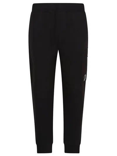 C.p. Company Diagonal Raised Fleece Cargo Sweatpants In Black