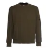 C.p. Company Diagonal Raised Fleece Crew Neck Lens Sweatshirt In Green