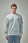C.p. Company Diagonal Raised Fleece Crew Neck Lens Sweatshirt In Gray