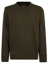 C.p. Company Diagonal Raised Fleece Crew Neck Lens Sweatshirt In Ivy Green