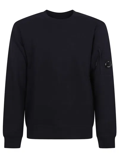 C.p. Company Diagonal Raised Fleece Crew Neck Sweatshirt In Blue