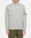 C.p. Company Gray Diagonal Raised Fleece Crewneck Lens Sweatshirt In Grey