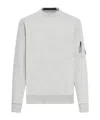 C.p. Company Gray Diagonal Raised Fleece Crewneck Lens Sweatshirt In White