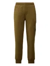 C.p. Company Diagonal Raised Fleece Drawstring Track Pants In Green