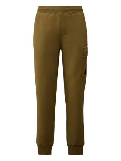C.p. Company Diagonal Raised Fleece Drawstring Track Pants In Green