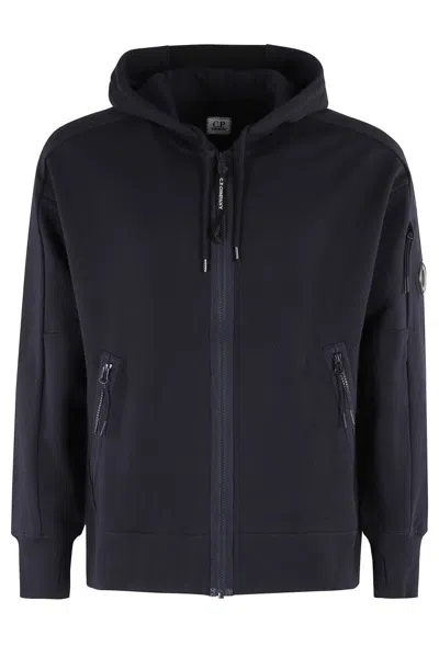 C.P. COMPANY DIAGONAL RAISED FLEECE FULL ZIP HOODED