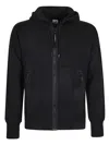 C.p. Company Diagonal Raised Fleece Full Zip Sweatshirt In Black