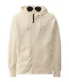 C.p. Company Diagonal Raised Fleece Goggle Hooded Sweatshirt In Neutral