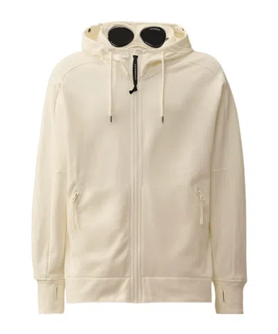 C.p. Company Diagonal Raised Fleece Goggle Hooded Sweatshirt In Neutral
