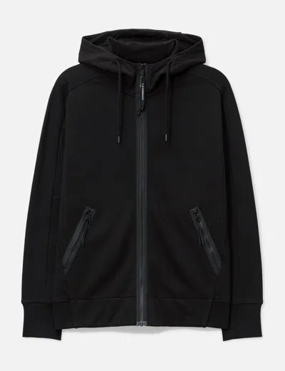 C.p. Company Diagonal Raised Fleece Goggle Hooded Sweatshirt In Black