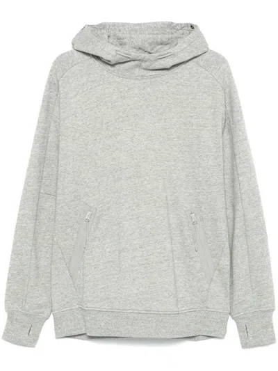 C.p. Company Diagonal Raised Fleece Goggle Hooded Sweatshirt In M94 Greystone Melange