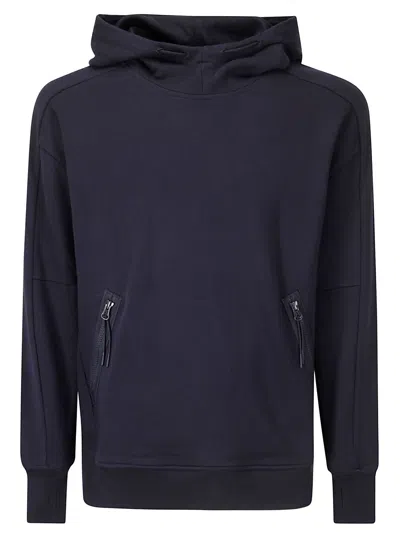 C.p. Company Diagonal Raised Fleece Goggle Hooded Sweatshirt In Total Eclipse