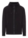 C.p. Company C.p.company Diagonal Raised Fleece Full Zip Hooded Sweatshirt In Black
