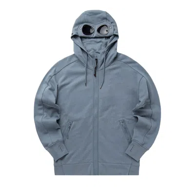 Pre-owned C.p. Company Diagonal Raised Fleece Goggle Zipped Hoodie 'stormy Weather' | Blue | Men's Size Xl
