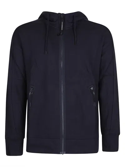 C.p. Company Diagonal Raised Fleece Google Zipped Sweatshirt In Black