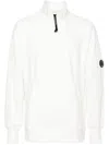 C.p. Company Cp Company Diagonal Raised Fleece Half Zipped Sweatshirt In 103 Gauze White