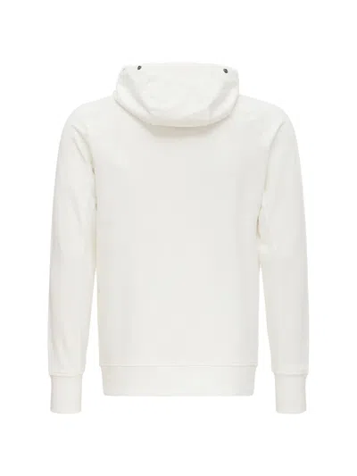 C.p. Company Diagonal Raised Fleece Hooded Sweatshirt In White