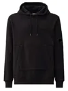 C.p. Company Diagonal Raised Fleece Hooded Sweatshirt With Iconic Lens Detail In Black