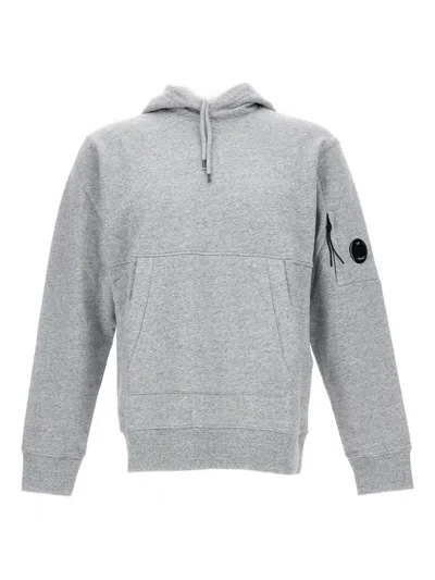 C.p. Company Diagonal Raised Fleece Hoodie In Gray