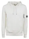 C.p. Company Lens Detailed Drawstring Hoodie In Bianco